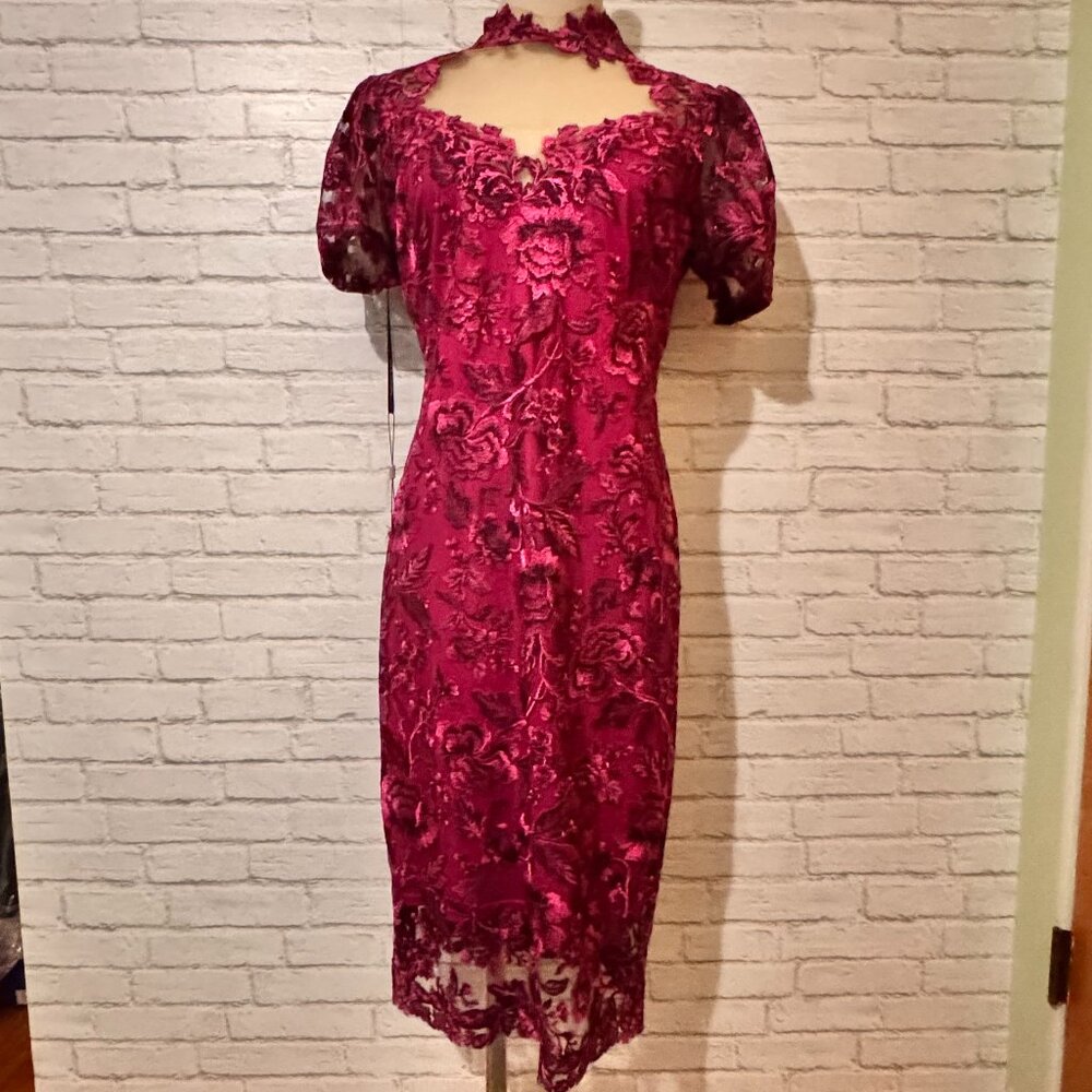 NWT Tadashi Shoji, Lace Stretch Sheath Dress, Size 10